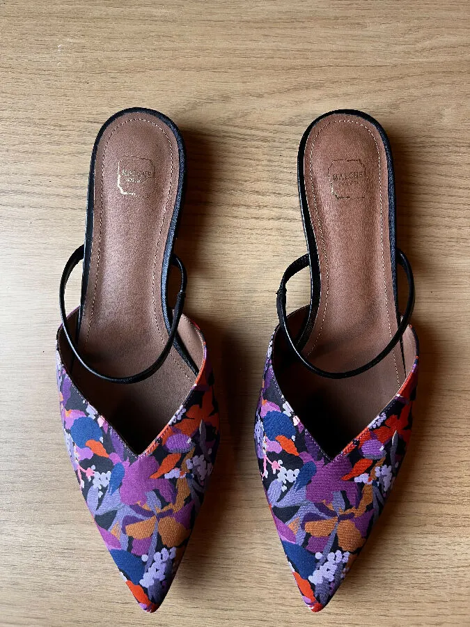 Malone Souliers women's pruple Liberty print Mules