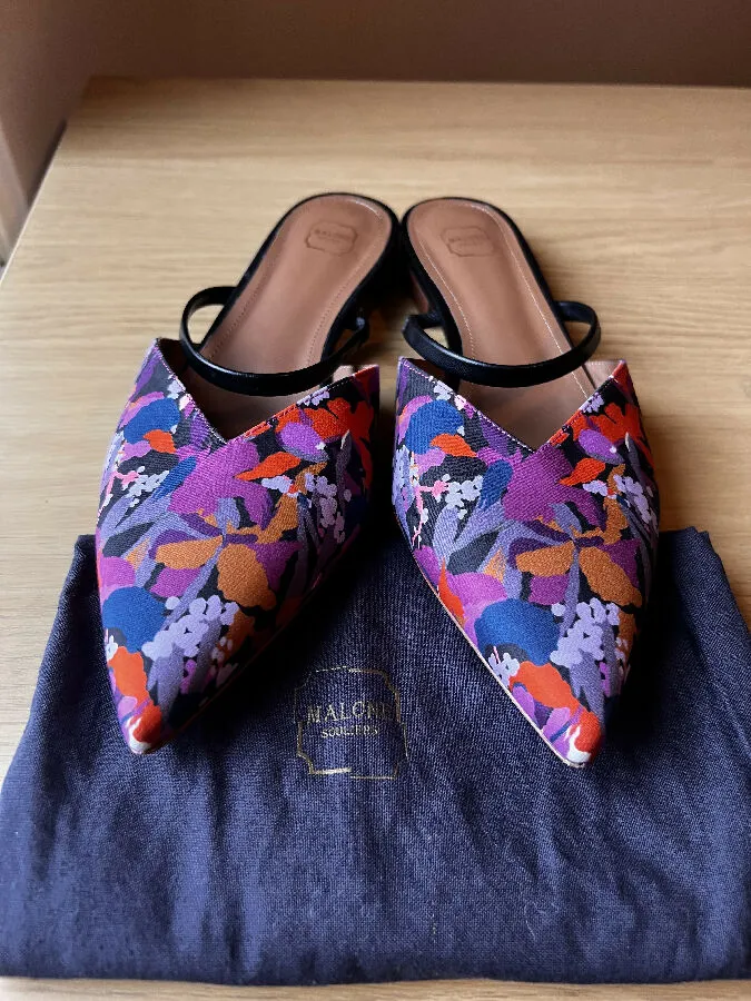 Malone Souliers women's pruple Liberty print Mules