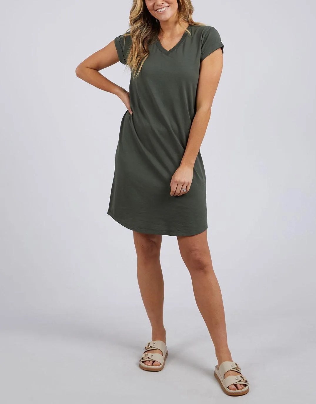 Manly Vee Dress - Khaki