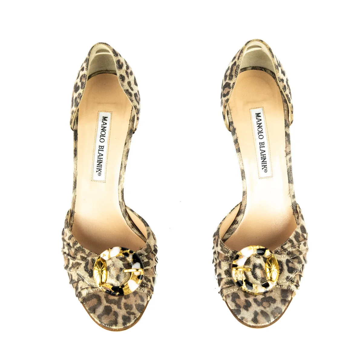 Manolo Blahnik Metallic Animal Print Buckle D'Orsay Pumps US 6.5 | EU 36.5