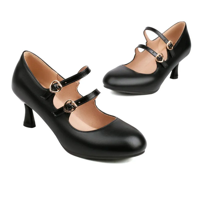 Mary Jane Shoes Retro Heel Round Head Elegant Hepburn Style Shoes