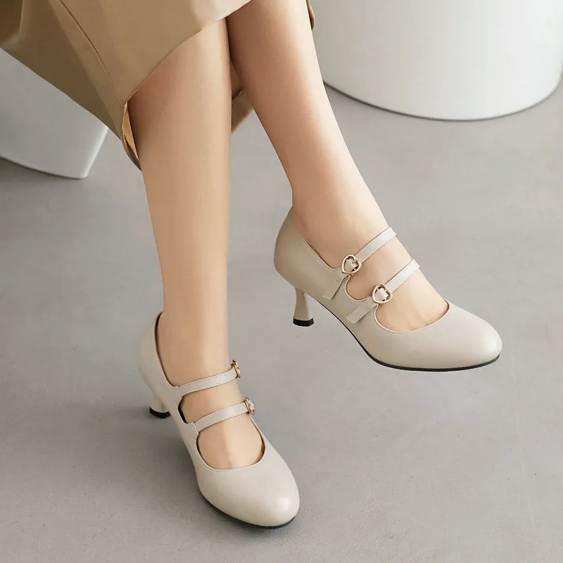 Mary Jane Shoes Retro Heel Round Head Elegant Hepburn Style Shoes
