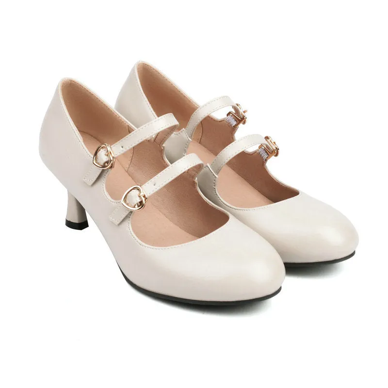 Mary Jane Shoes Retro Heel Round Head Elegant Hepburn Style Shoes