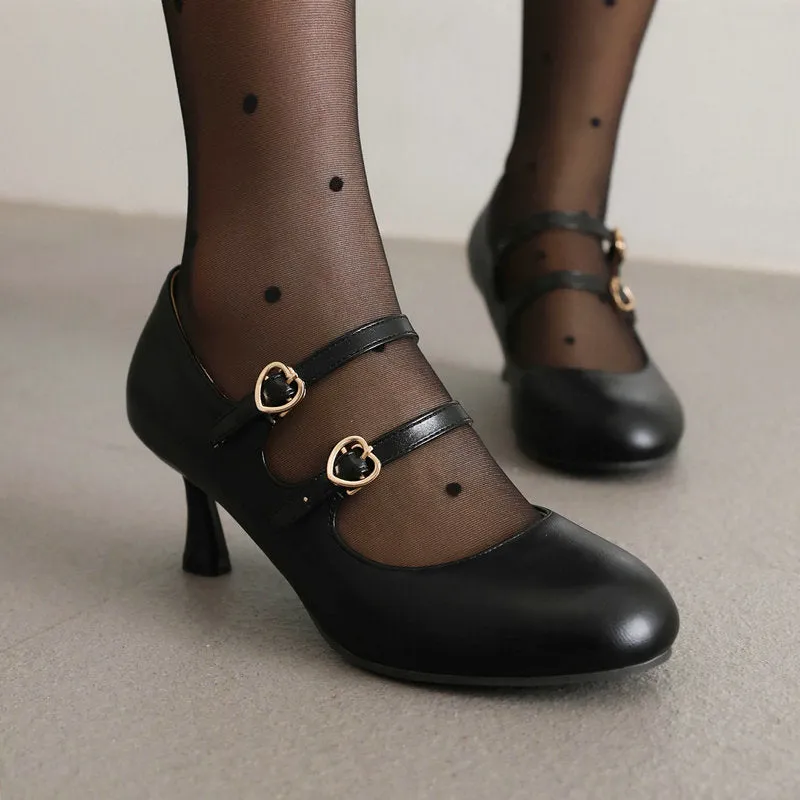 Mary Jane Shoes Retro Heel Round Head Elegant Hepburn Style Shoes