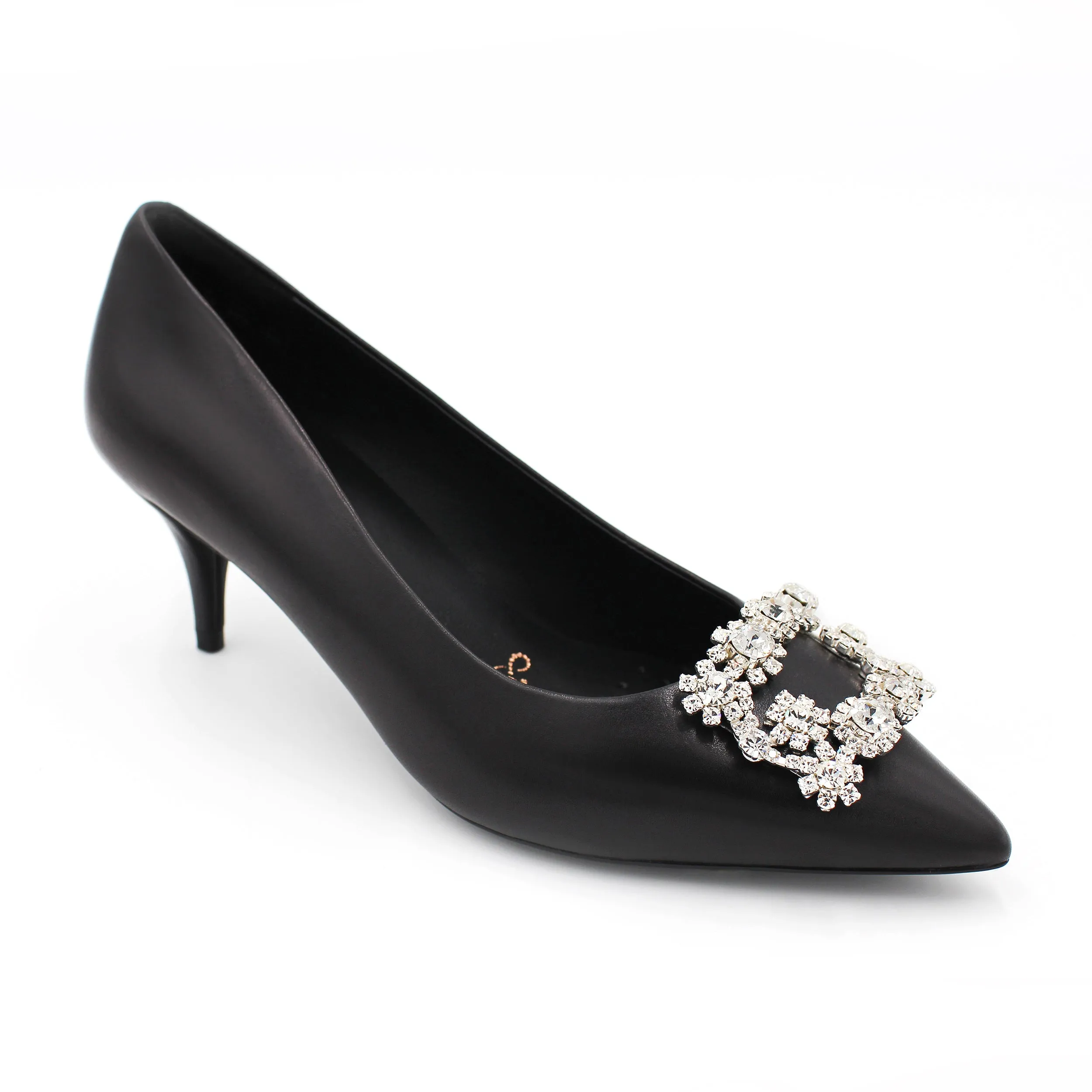 Marylyn Black Crystal Kitten Heel Pump