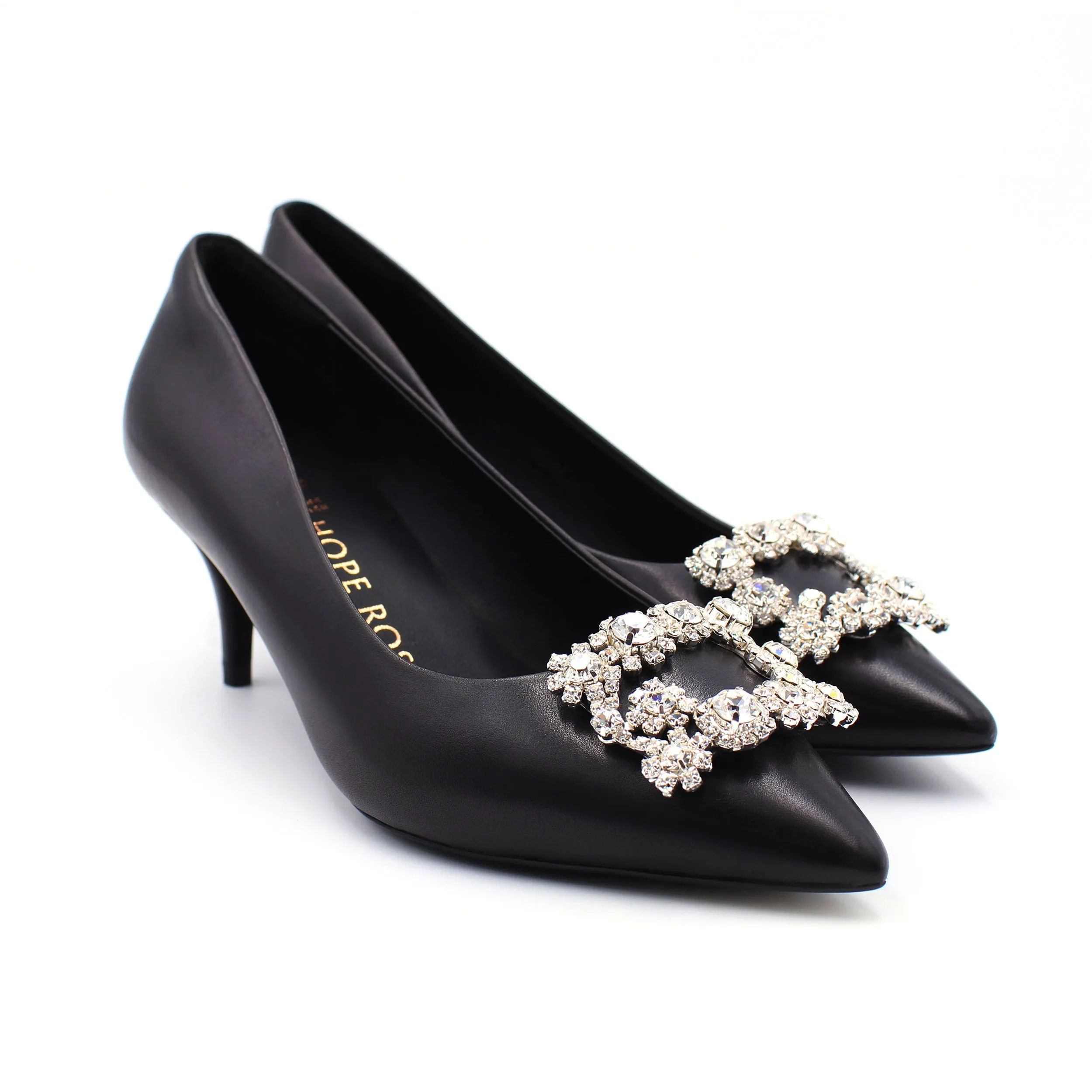 Marylyn Black Crystal Kitten Heel Pump