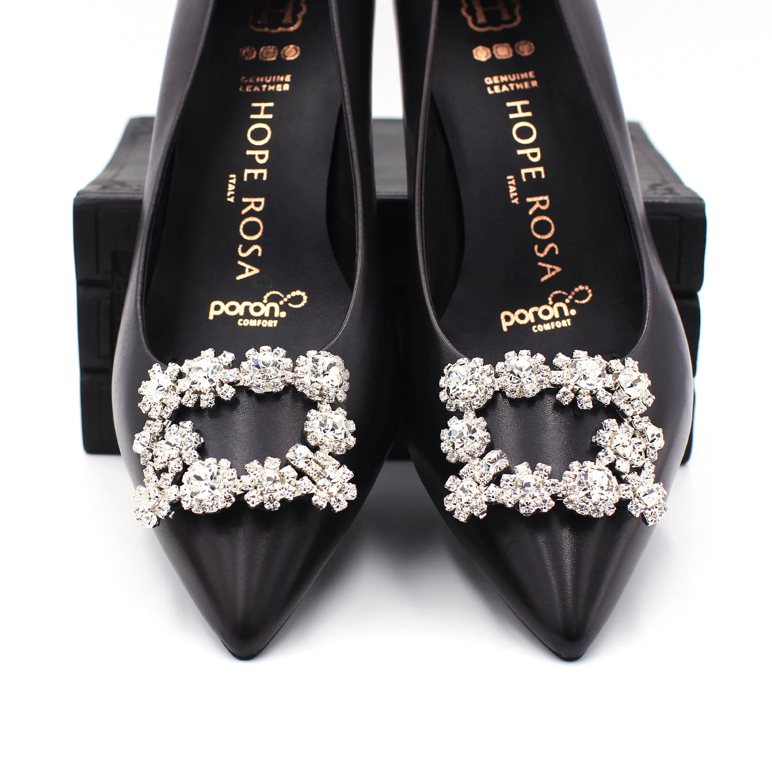 Marylyn Black Crystal Kitten Heel Pump