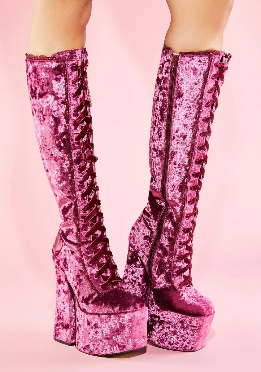 Material World Velvet Boots