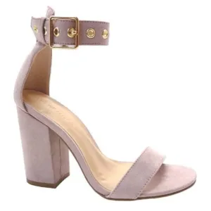 Mauve Suede Open Toe Heels