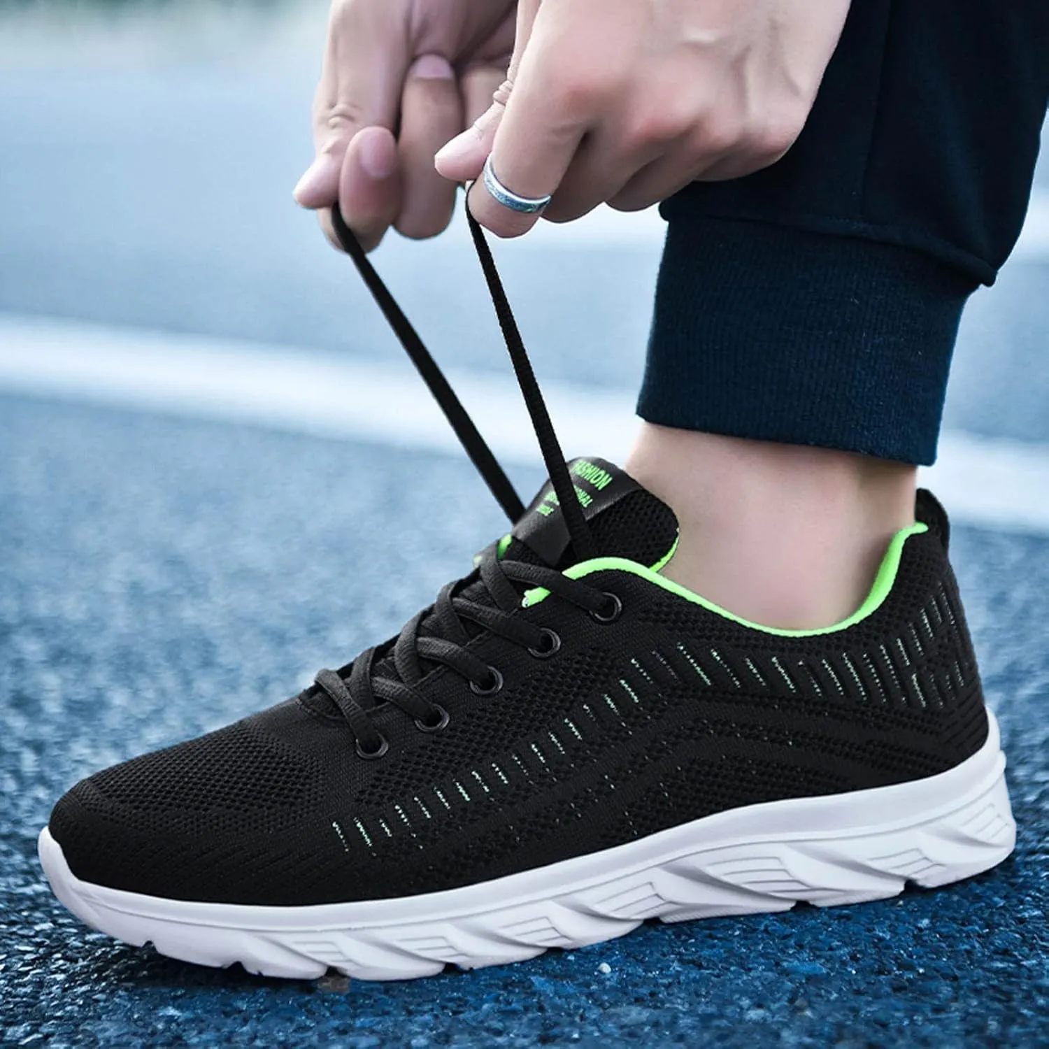 Mens Breathable Lace Up Running Shoes Recovery Air Athletic Running Tennis Shoe Lightweight Work Shoes for Men