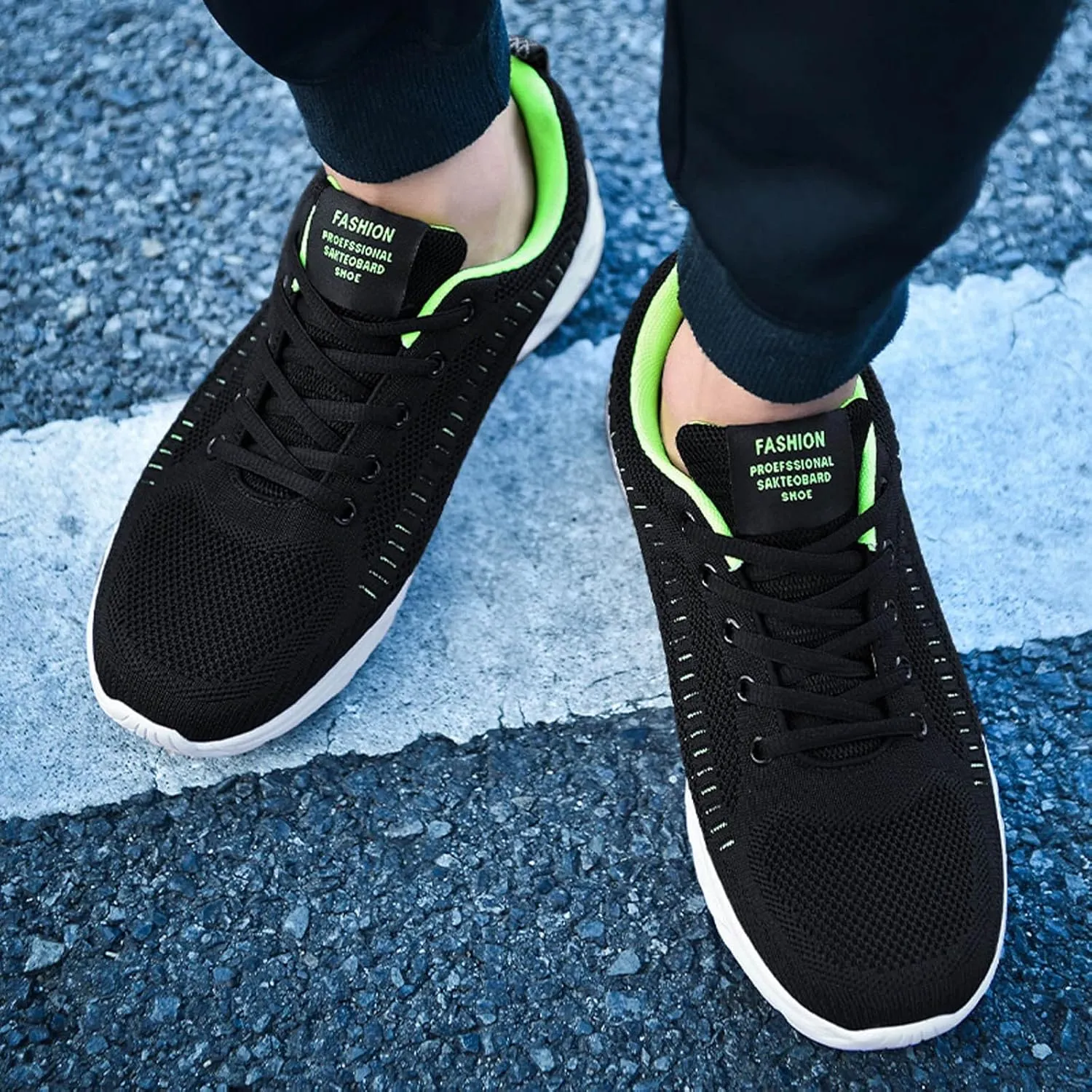 Mens Breathable Lace Up Running Shoes Recovery Air Athletic Running Tennis Shoe Lightweight Work Shoes for Men