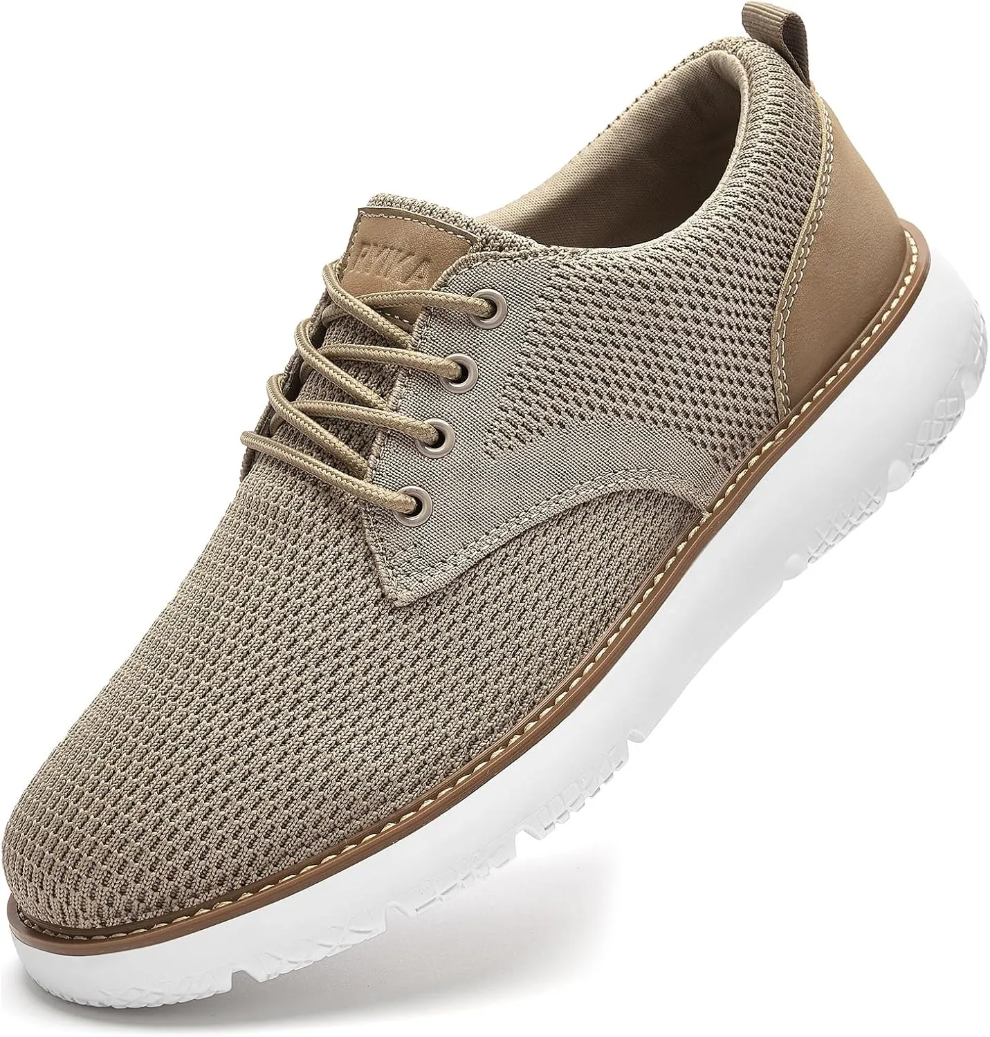 Men's Breathable Mesh Comfortable Business Casual Shoes with Sneakers Design for Long Standing, Office Work, Formal Occasions & Walking Khaki