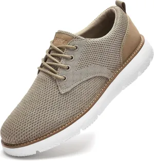 Men's Breathable Mesh Comfortable Business Casual Shoes with Sneakers Design for Long Standing, Office Work, Formal Occasions & Walking Khaki