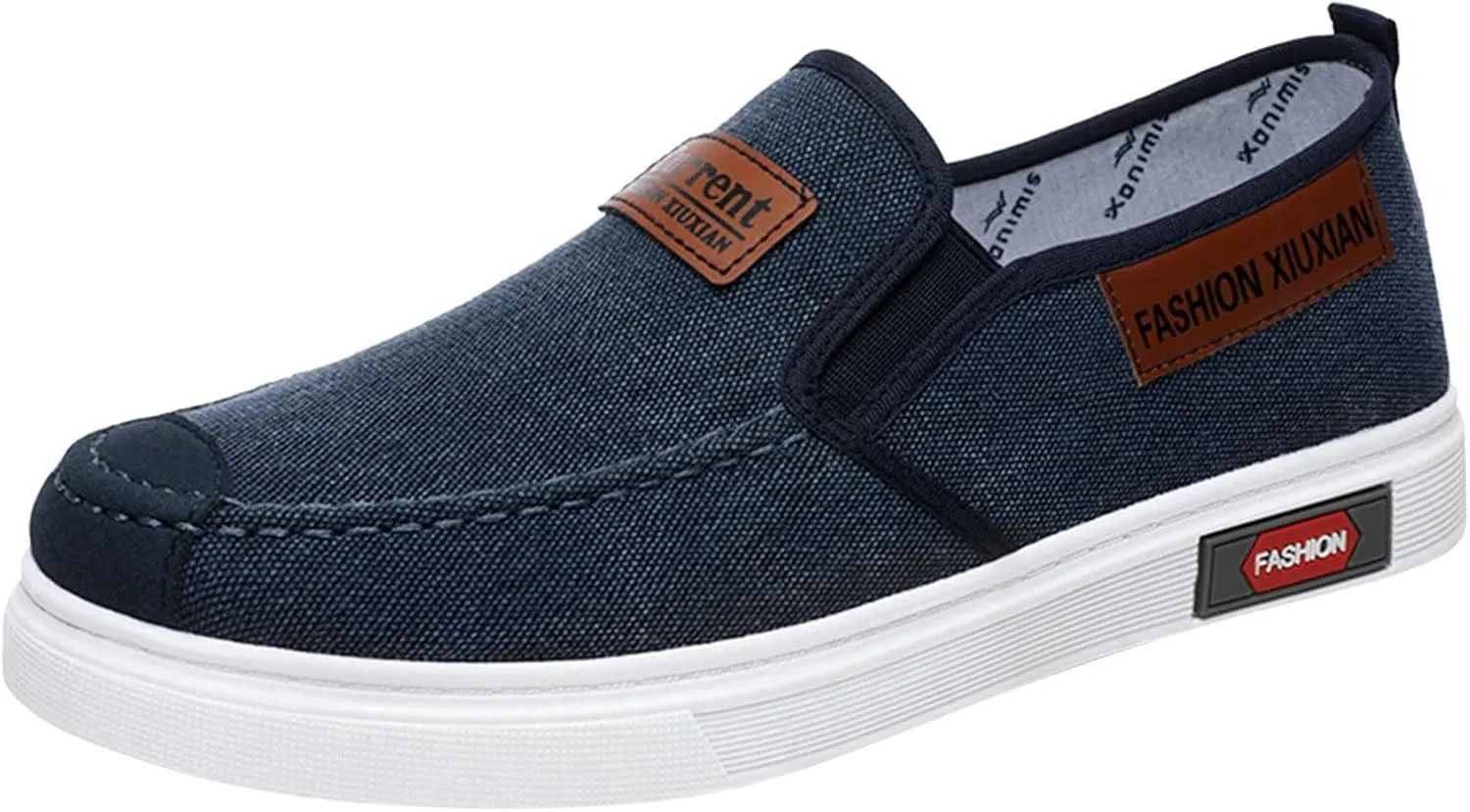 Men's Business Casual Shoes Comfortable Breathable Stretch Canvas Slip on Sneaker Arch Support Plantar Fasciitis