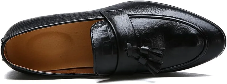 Men's Classic Dress Loafers Comfort Slip-on Leather Penny Loafer with Tassel Business Casual Shoes