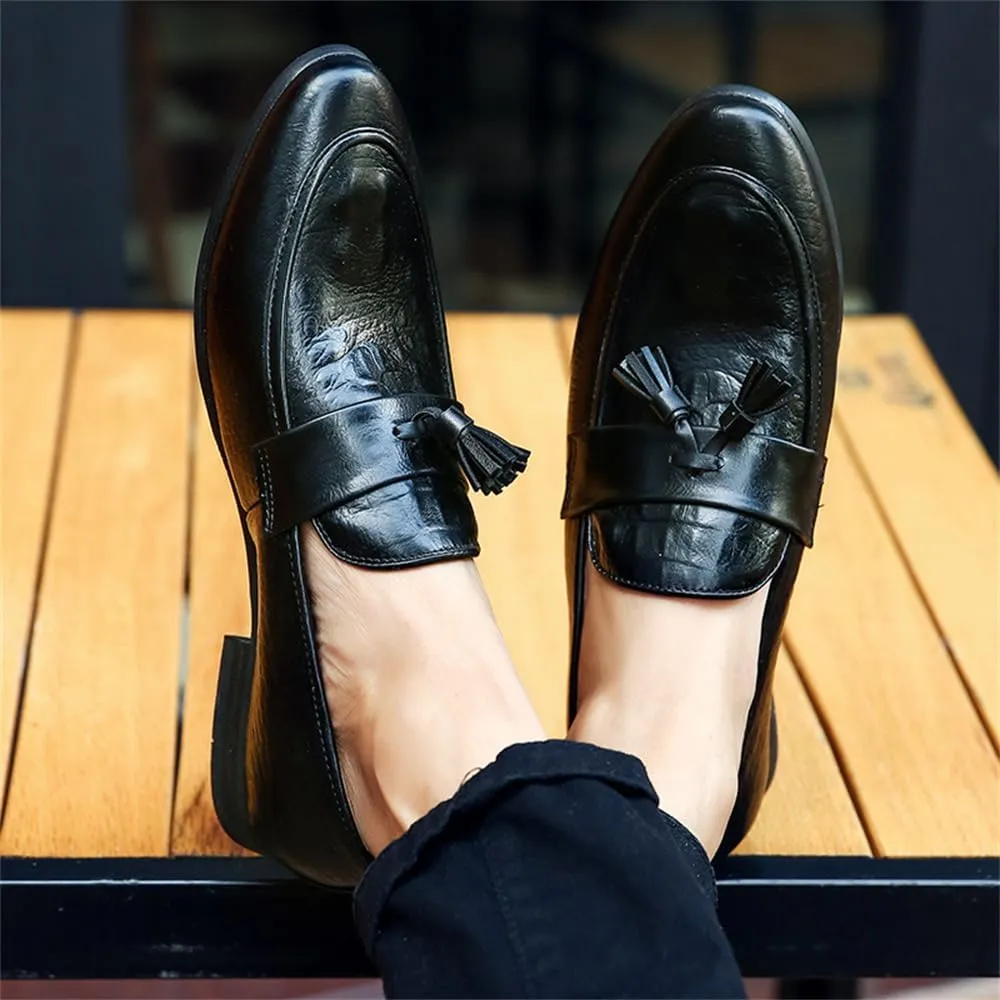 Men's Classic Dress Loafers Comfort Slip-on Leather Penny Loafer with Tassel Business Casual Shoes