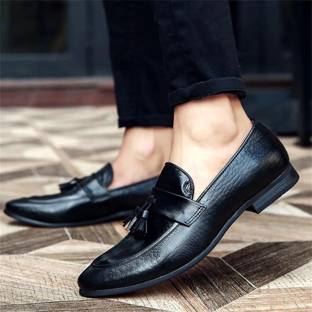 Men's Classic Dress Loafers Comfort Slip-on Leather Penny Loafer with Tassel Business Casual Shoes