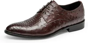 Men's Dress Shoes Derby - Genuine Full Grain Leather Crocodile Embossed Business Casual Shoes for Men