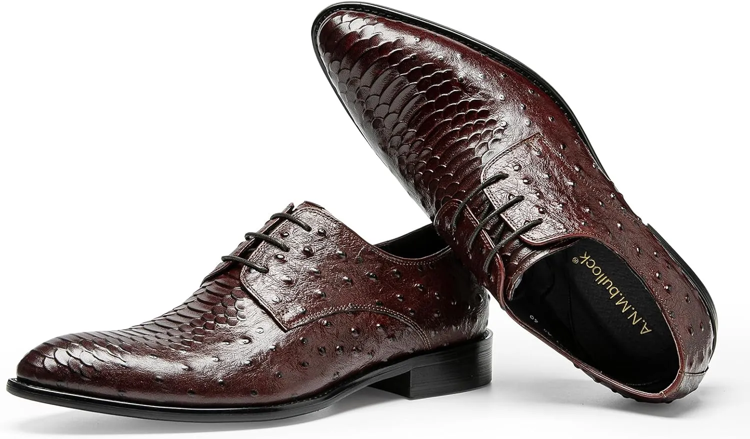 Men's Dress Shoes Derby - Genuine Full Grain Leather Crocodile Embossed Business Casual Shoes for Men