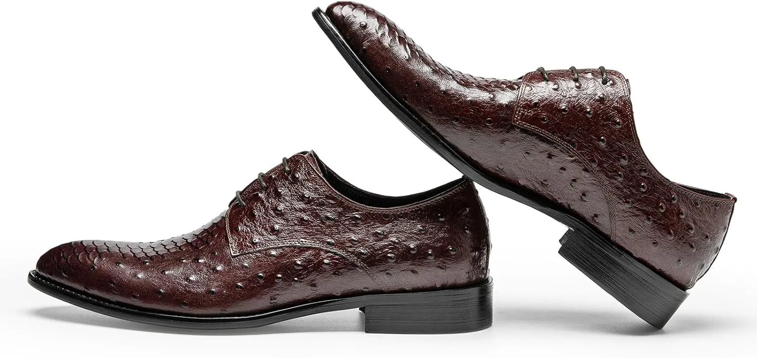 Men's Dress Shoes Derby - Genuine Full Grain Leather Crocodile Embossed Business Casual Shoes for Men