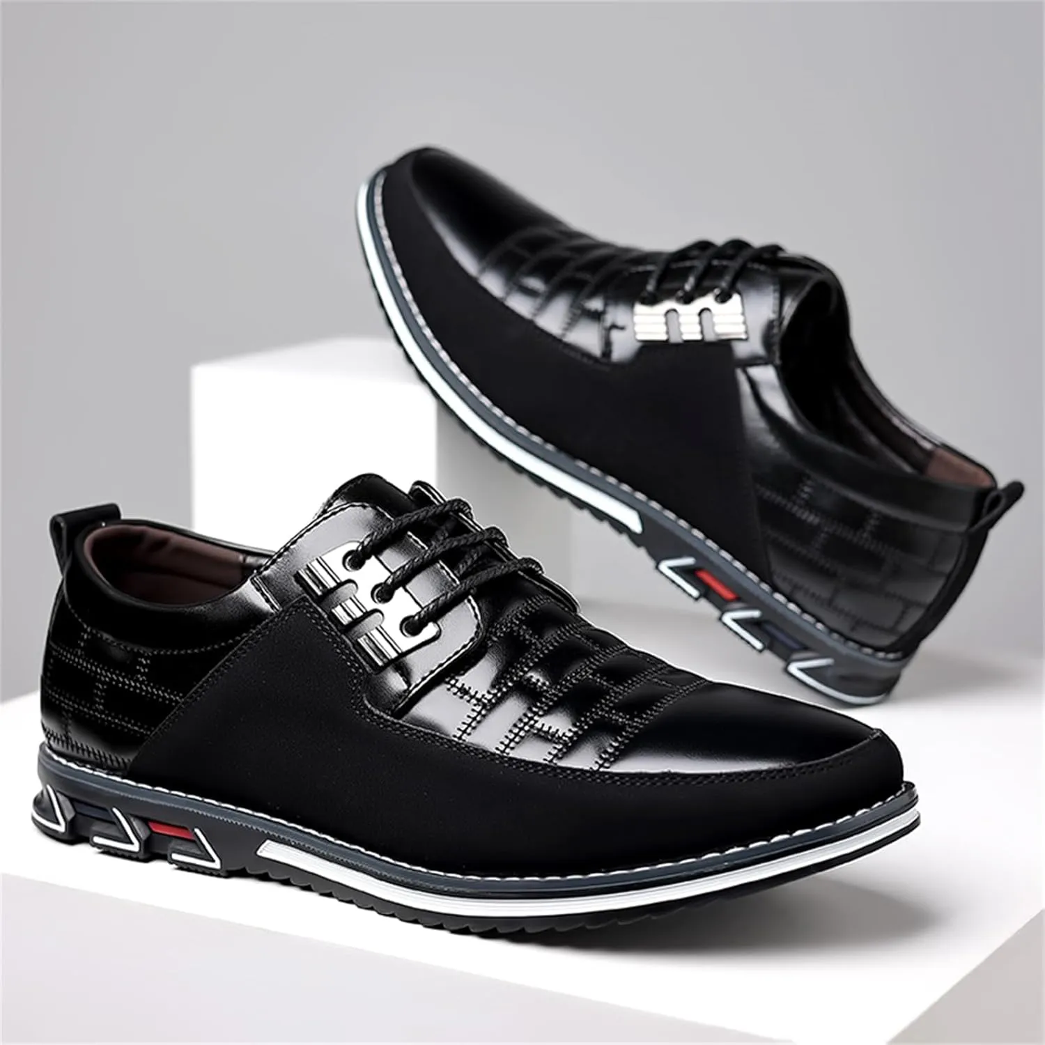 Mens Dress Shoes Fashion Business Casual Shoes Flats Sneakers Lace-up Formal Walking Shoes Wedding Shoes for Male