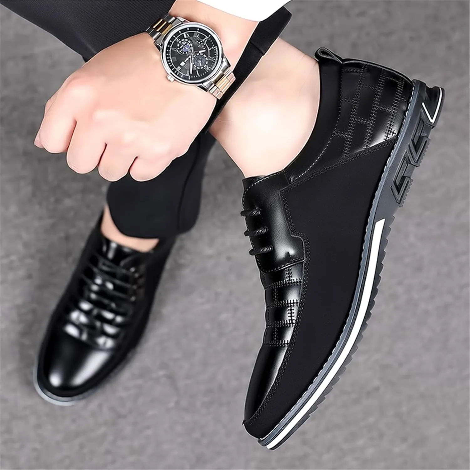 Mens Dress Shoes Fashion Business Casual Shoes Flats Sneakers Lace-up Formal Walking Shoes Wedding Shoes for Male