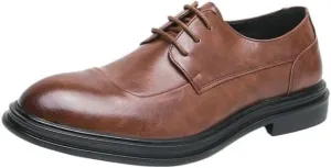 Men's Dress Shoes Formal Business Classic Lace Up Wingtip Oxford Shoes Pointed Toe Rubber Sole Non Slip Low Top Casual