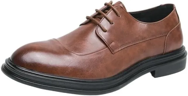 Men's Dress Shoes Formal Business Classic Lace Up Wingtip Oxford Shoes Pointed Toe Rubber Sole Non Slip Low Top Casual