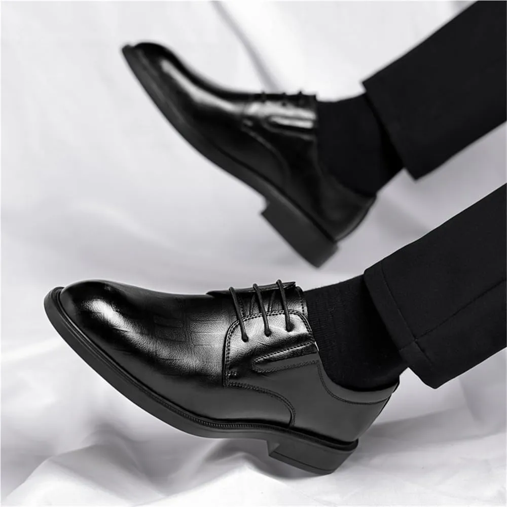 Mens Elevator Dress Shoes Business Casual Oxford Shoes Formal Leather Shoes Wedding Groom Shoes Shoes All Season Footwear(6.5)
