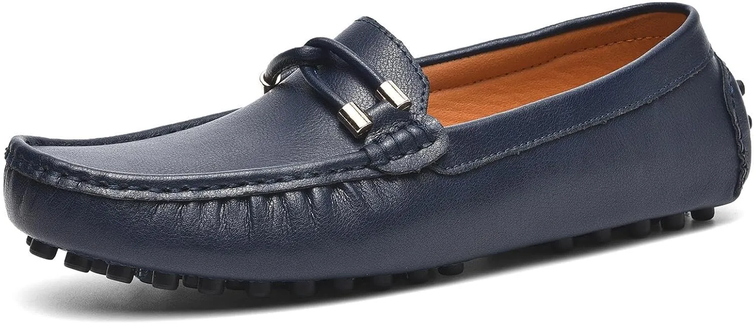 Men's Flat Penny Loafers Leather Slip-on Dresses Driving Macasins Casual Shoes