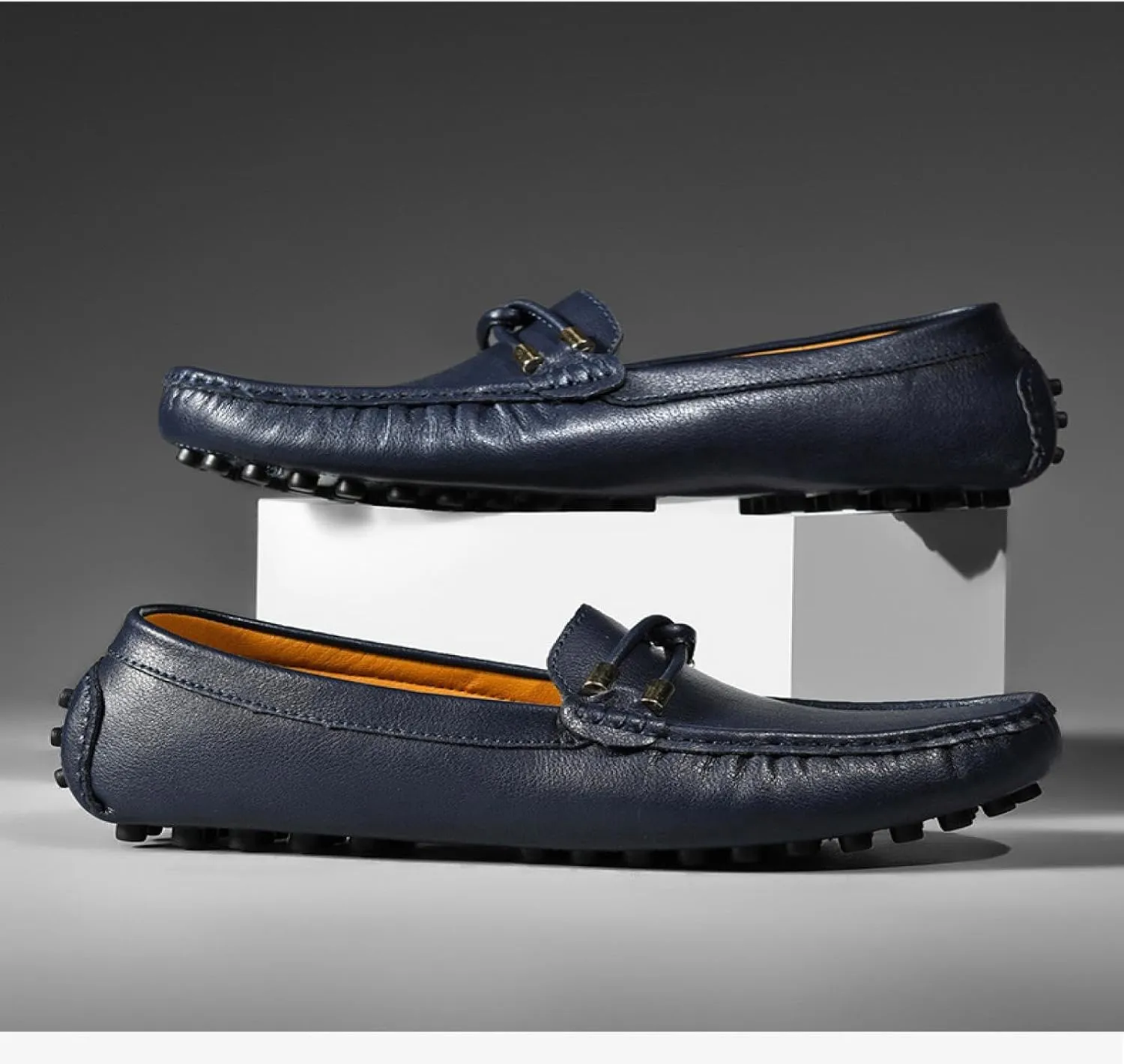 Men's Flat Penny Loafers Leather Slip-on Dresses Driving Macasins Casual Shoes
