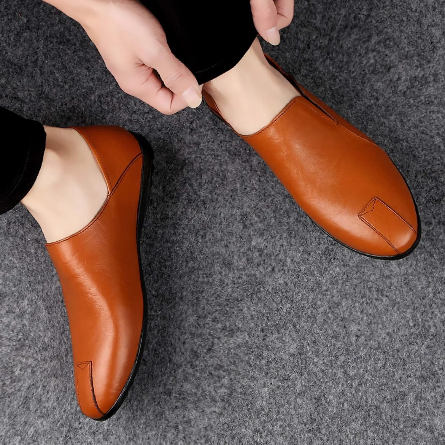 Men's Genuine Cowhide Leather Loafers, Casual Flat Shoes, Comfortable, Soft and Fashionable, Suitable for All Seasons, Suitable for Daily Travel, Driving, Excursions, Dating and Other Scenes use