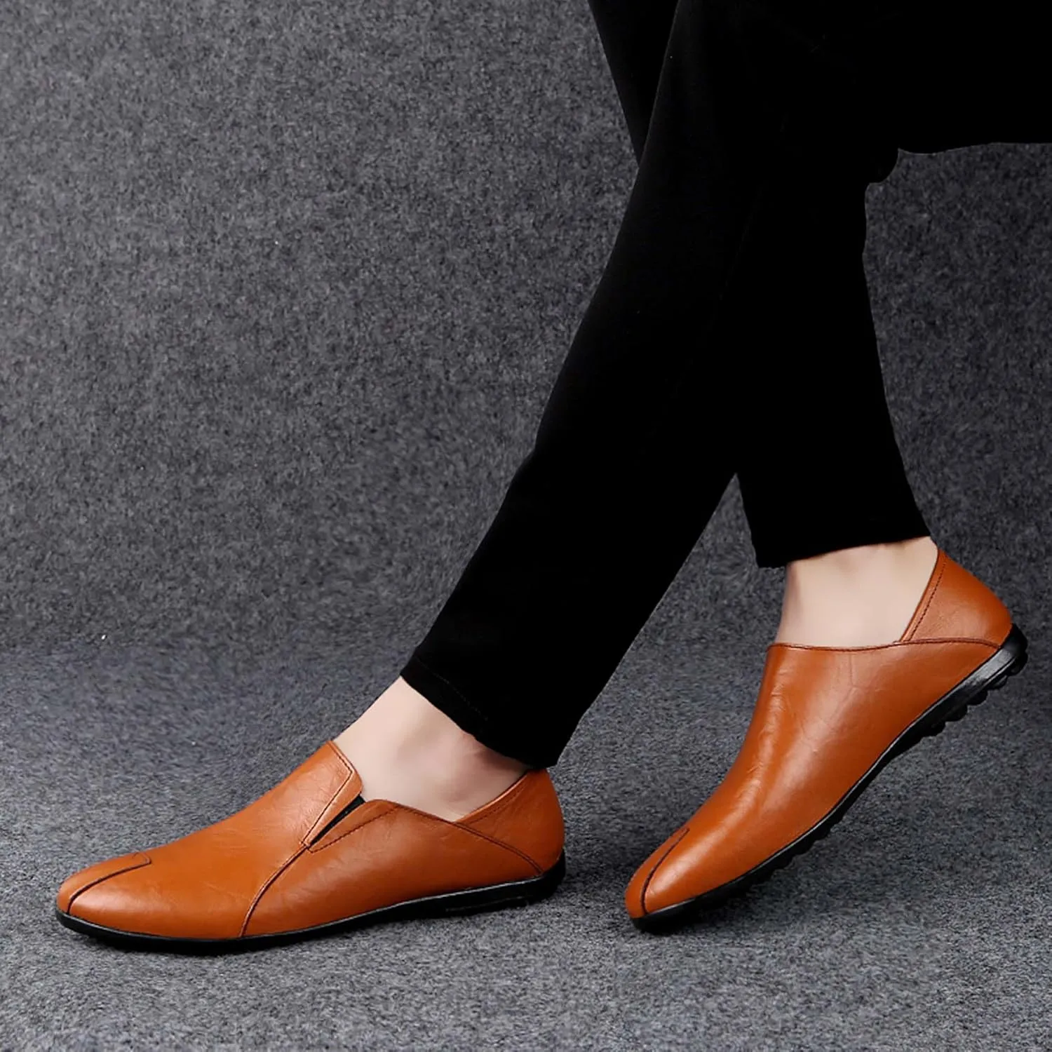 Men's Genuine Cowhide Leather Loafers, Casual Flat Shoes, Comfortable, Soft and Fashionable, Suitable for All Seasons, Suitable for Daily Travel, Driving, Excursions, Dating and Other Scenes use