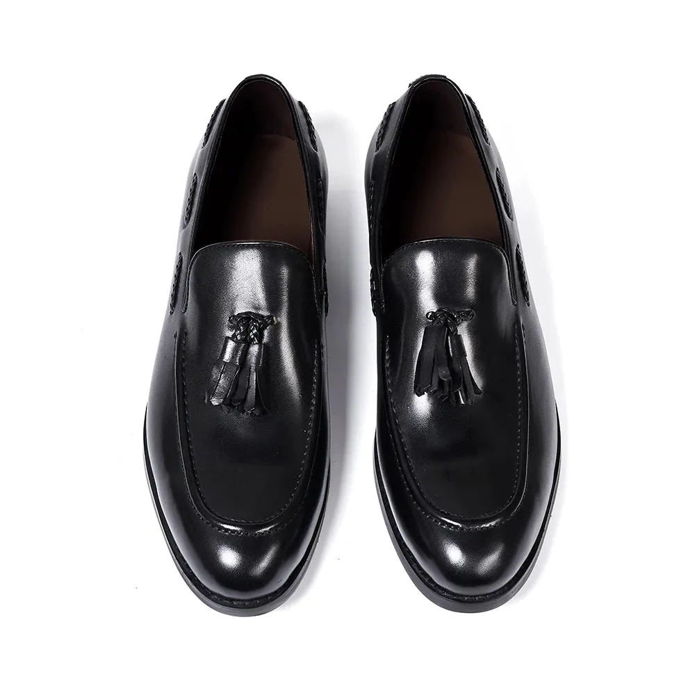 Men's Genuine Leather Handmade Slip on Tassel Loafers Shoes