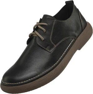 Men's Genuine Leather Soft Sole Walking Oxford Shoes Retro Round Toe Lace-Up Non-Slip Business Casual Shoes Suitable for Work Driving
