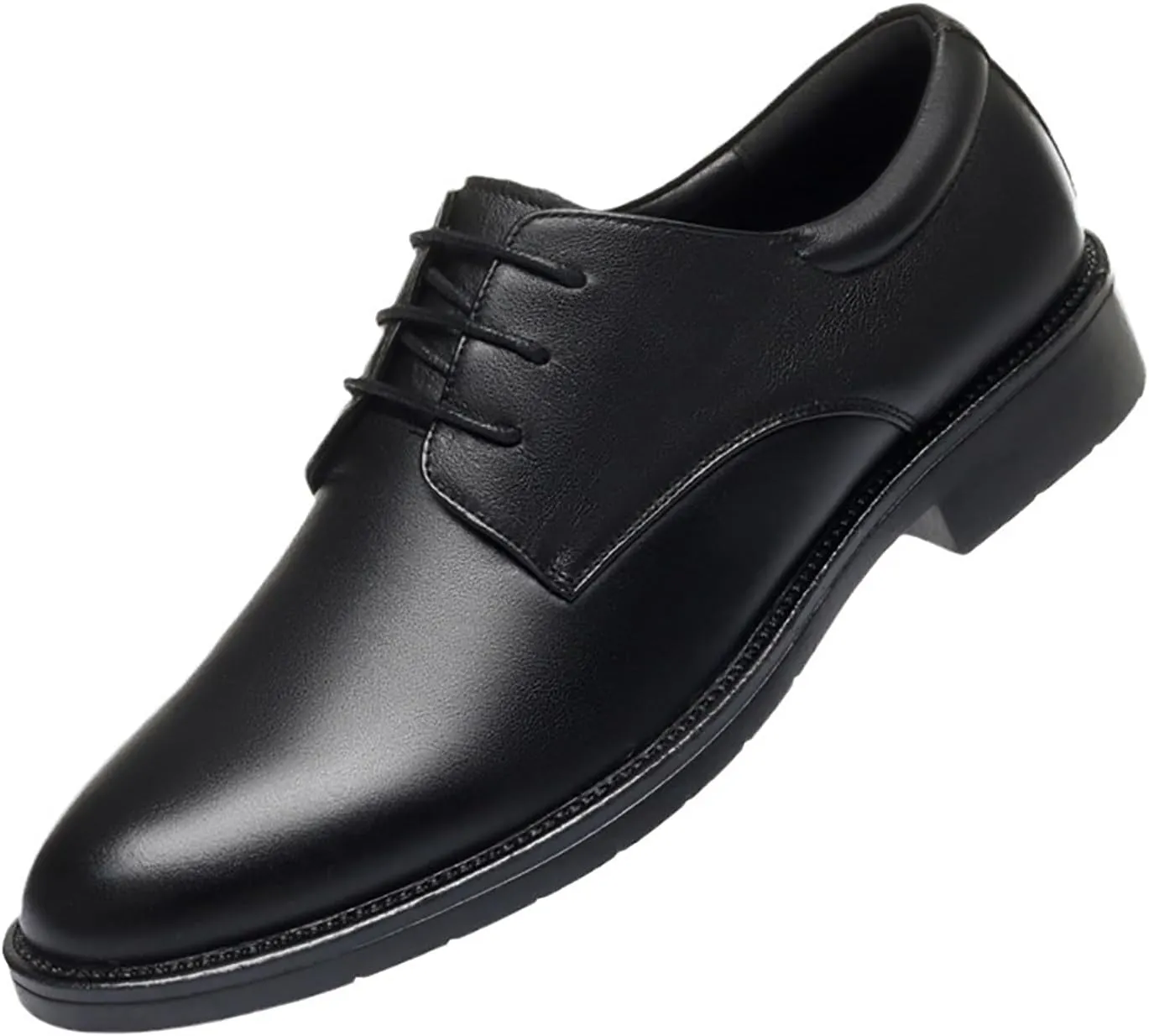 Men's Leather Black Oxford Shoes,Classic Lace-Up Business Dress Shoes,Stylish Casual Office Derby Shoes,Formal Wedding Suit Shoes