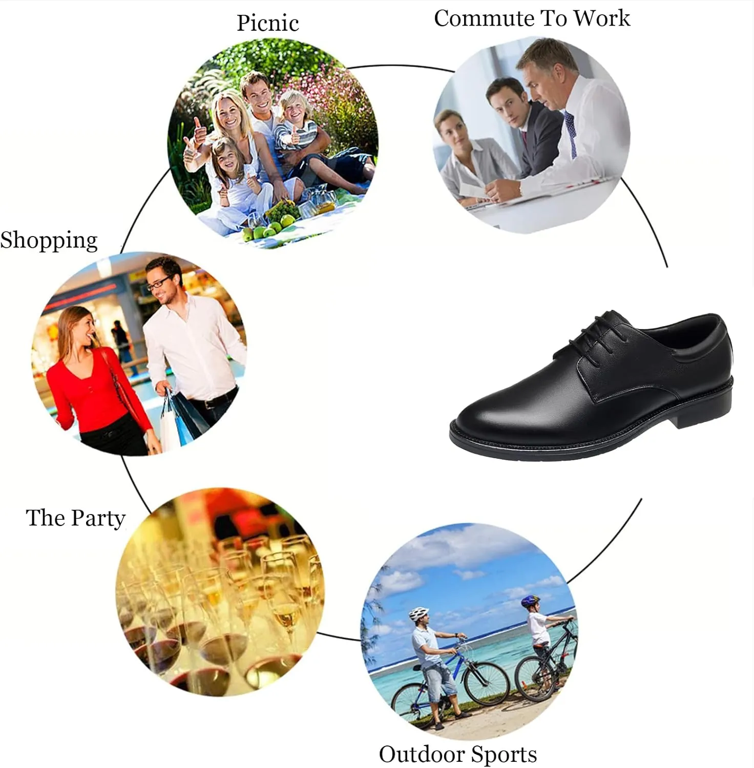 Men's Leather Black Oxford Shoes,Classic Lace-Up Business Dress Shoes,Stylish Casual Office Derby Shoes,Formal Wedding Suit Shoes