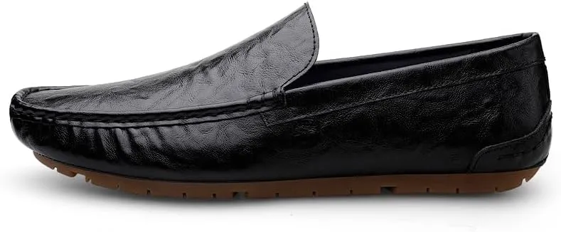 Men's Leather Casual Shoes,Driving Moccasins,Slip-On Loafers, Gray,Green,Black