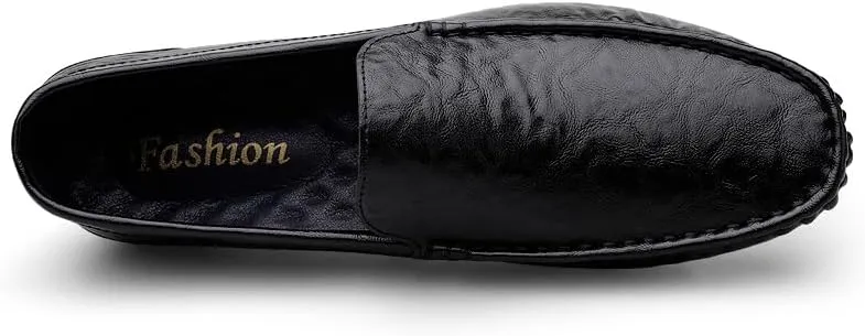 Men's Leather Casual Shoes,Driving Moccasins,Slip-On Loafers, Gray,Green,Black