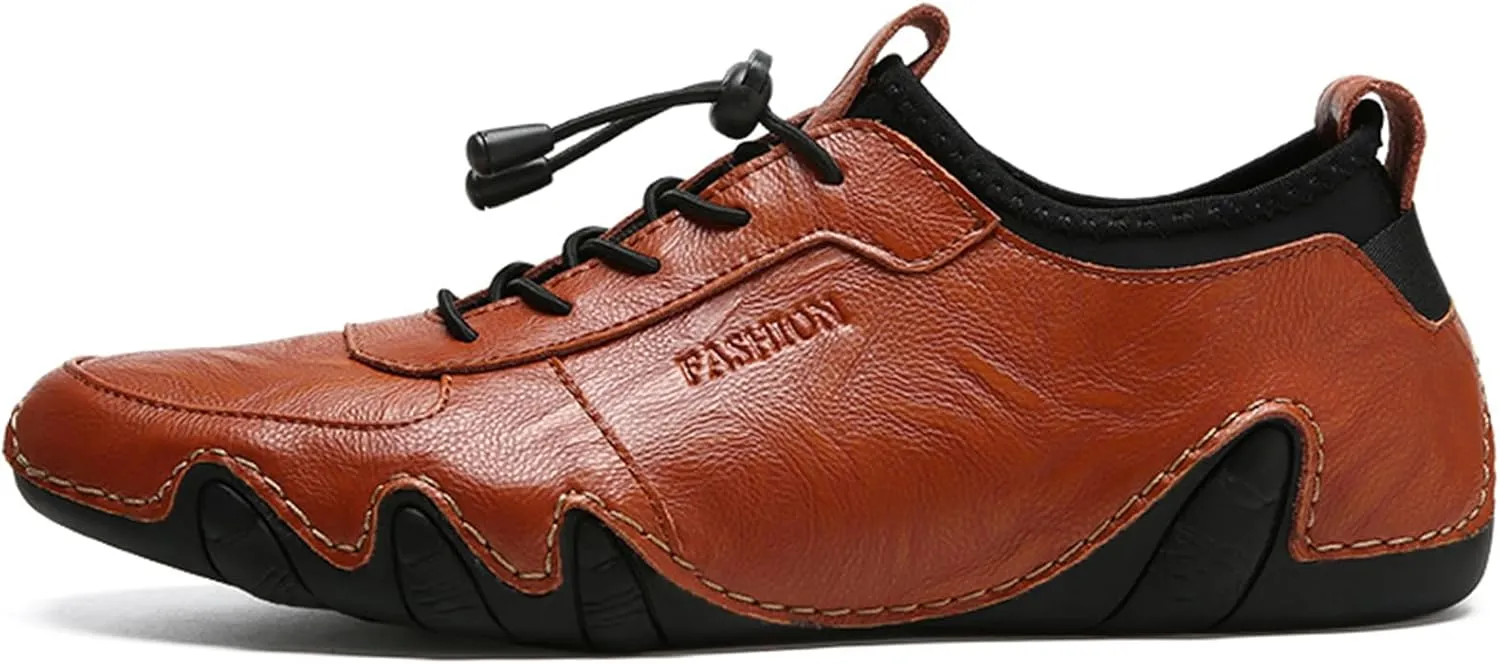 Mens Leather Driving Loafers Comfort Moccasin Slip On Flats Boat Casual Shoes