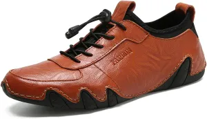Mens Leather Driving Loafers Comfort Moccasin Slip On Flats Boat Casual Shoes
