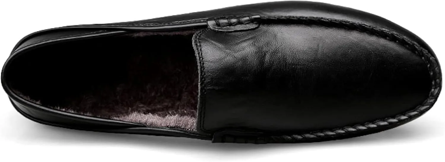 Men's Leather Handmade Driving Loafers, Casual Shoes, Winter Warm Loafers, Men's Lightweight Flat Shoes