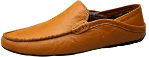 Men's Leather Handmade Driving Loafers, Casual Shoes, Winter Warm Loafers, Men's Lightweight Flat Shoes