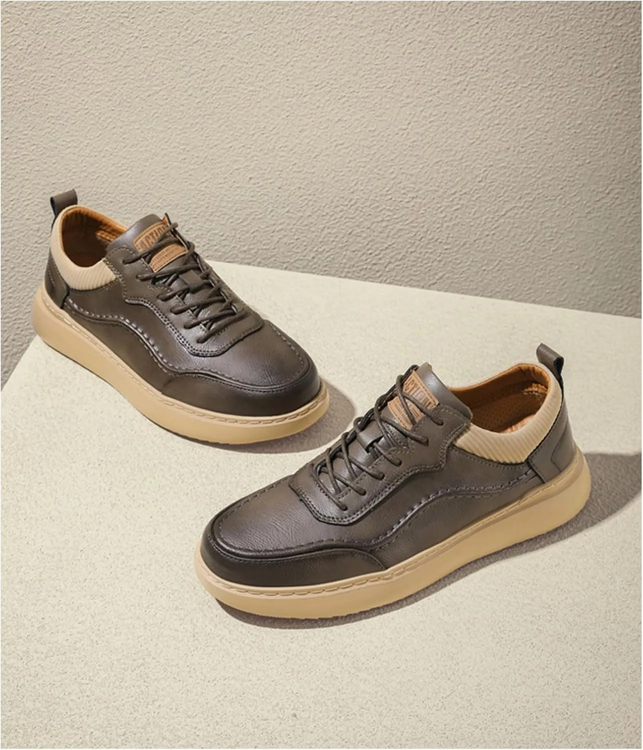 Men's Leather Lace-Up Oxford Dress Sneaker Shoes Fashion Slip-On Business Casual Shoes Comfortable Office Work Shoes