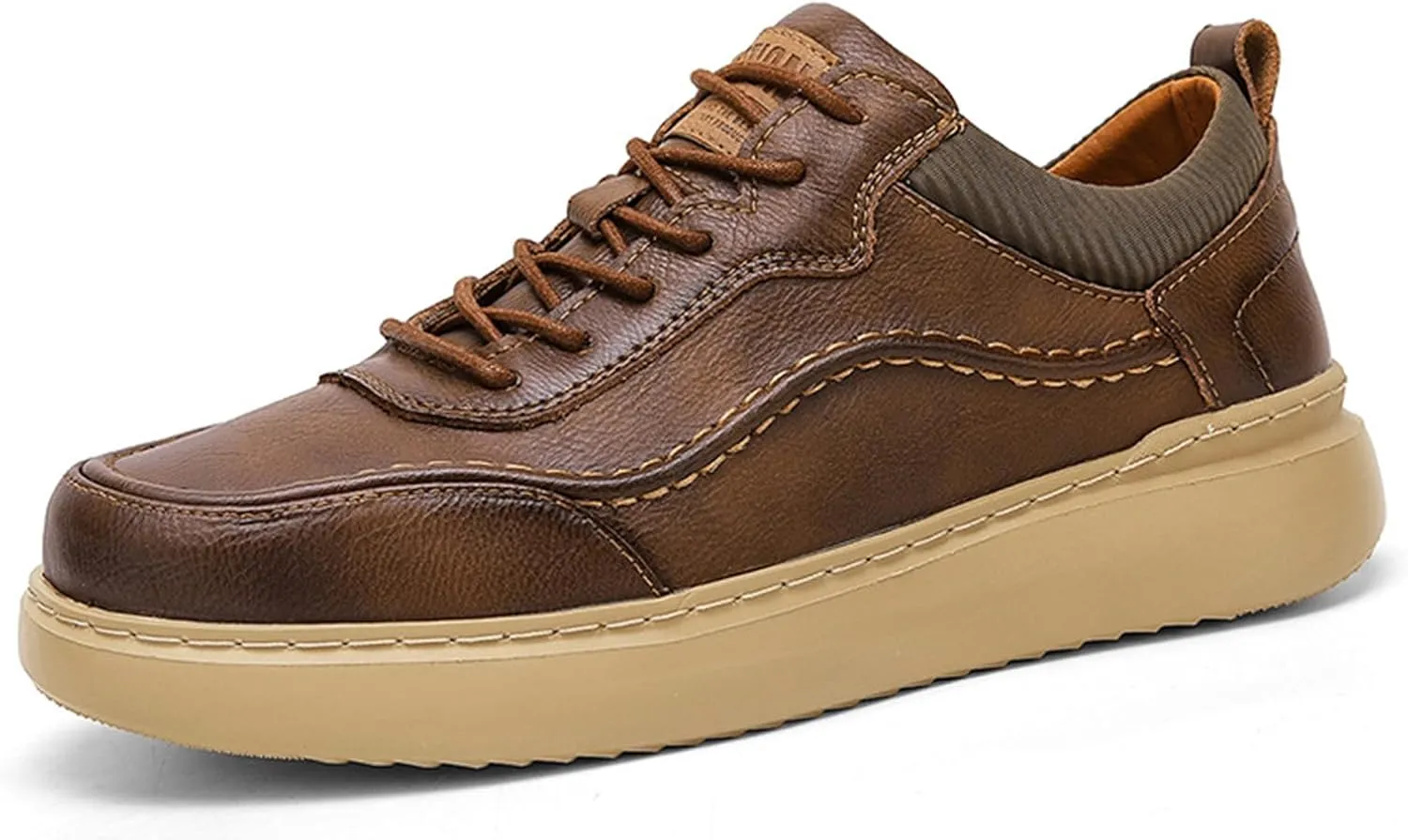 Men's Leather Lace-Up Oxford Dress Sneaker Shoes Fashion Slip-On Business Casual Shoes Comfortable Office Work Shoes