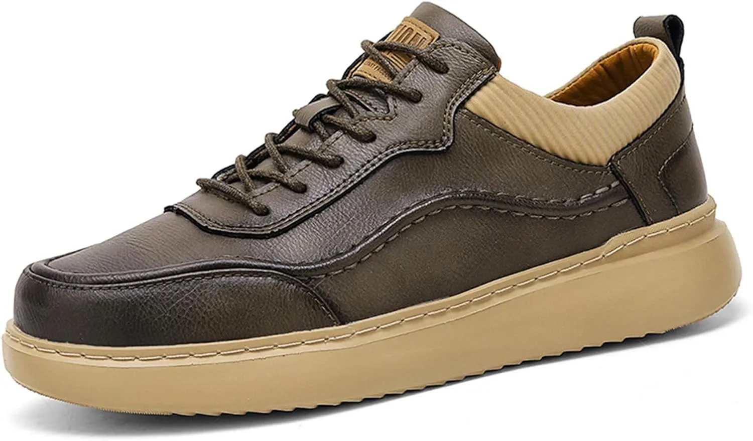 Men's Leather Lace-Up Oxford Dress Sneaker Shoes Fashion Slip-On Business Casual Shoes Comfortable Office Work Shoes