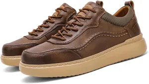 Men's Leather Lace-Up Oxford Dress Sneaker Shoes Fashion Slip-On Business Casual Shoes Comfortable Office Work Shoes