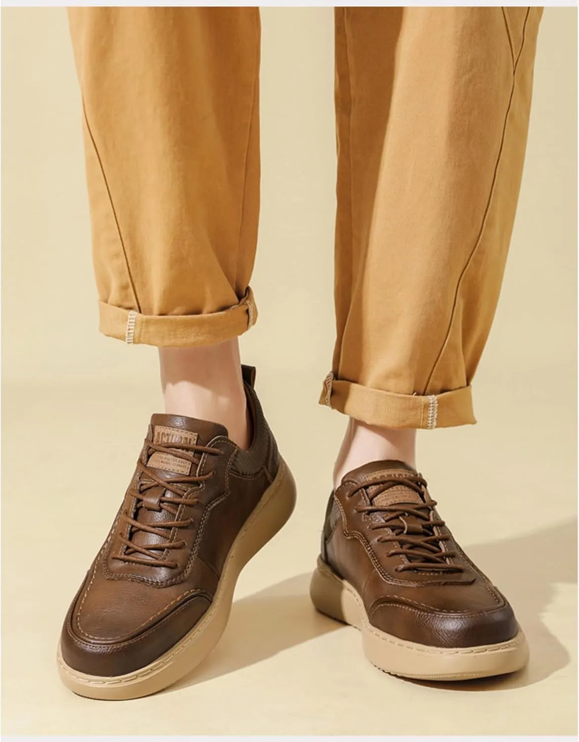 Men's Leather Lace-Up Oxford Dress Sneaker Shoes Fashion Slip-On Business Casual Shoes Comfortable Office Work Shoes