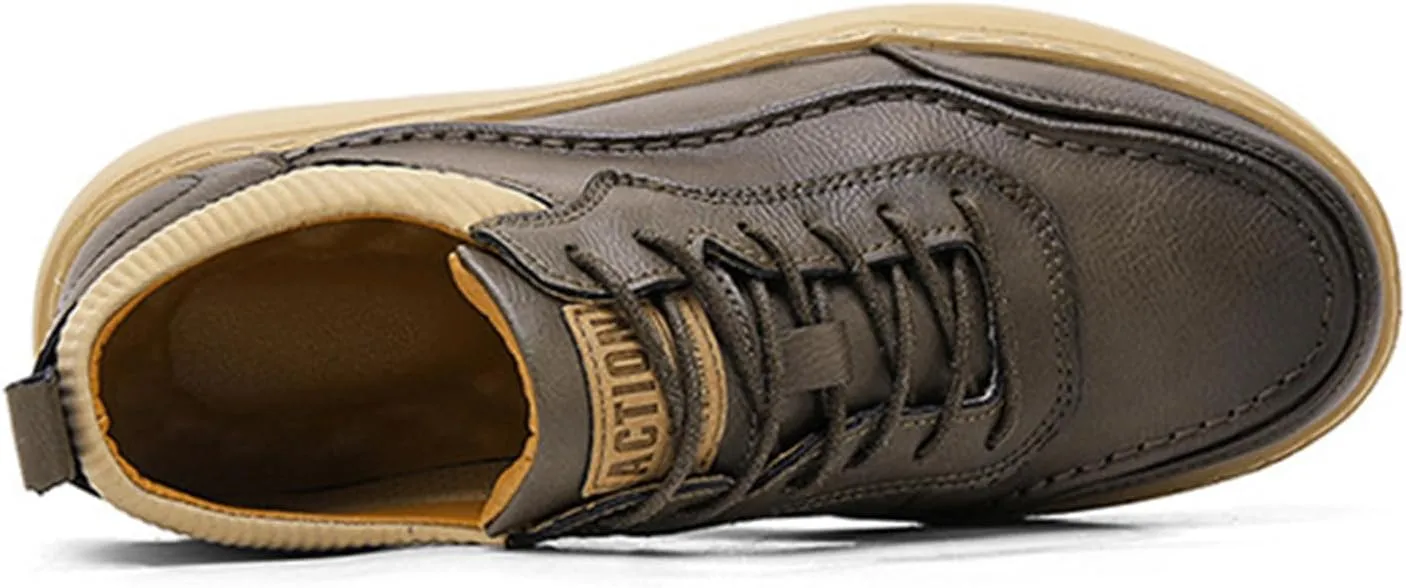 Men's Leather Lace-Up Oxford Dress Sneaker Shoes Fashion Slip-On Business Casual Shoes Comfortable Office Work Shoes