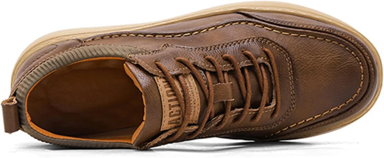 Men's Leather Lace-Up Oxford Dress Sneaker Shoes Fashion Slip-On Business Casual Shoes Comfortable Office Work Shoes